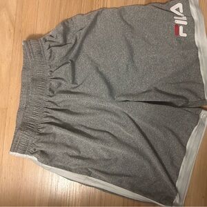Fila Men's Gray and White Athletic Shorts
